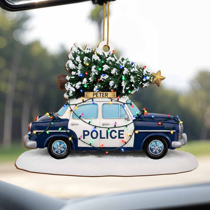 Celebrate The Festive Season With Police Car And Christmas Tree