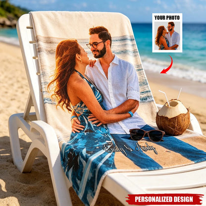 Towel material and size view - Custom Photo Beach Towel