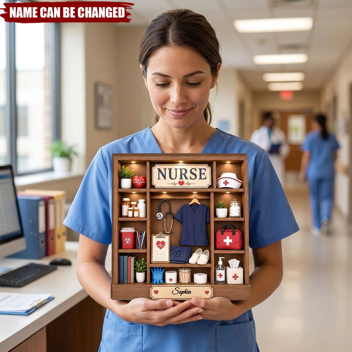 Personalized Nurse Wooden Block - Custom Medical Office Shelf Decor & Graduation Keepsake Gift