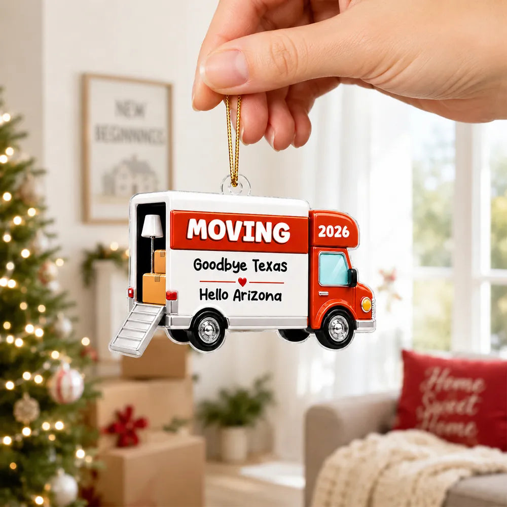 Moving Van Personalized Acrylic Ornament - New Home Keepsake