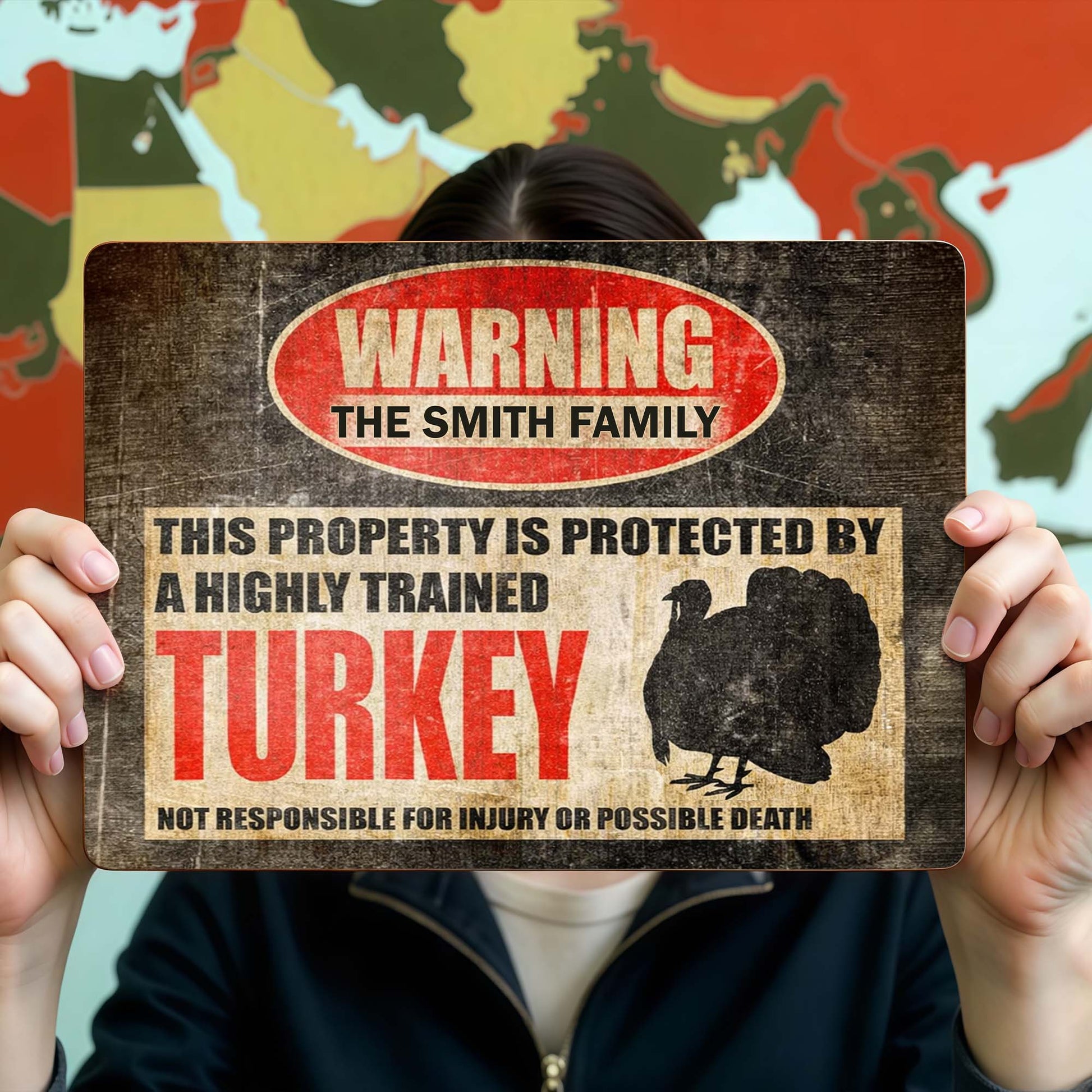 Personalized Turkey Farm Metal Sign personalization view for Dad