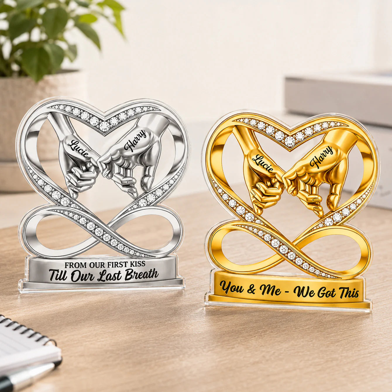 Plaque material and size view - Custom Infinity Heart Acrylic Plaque