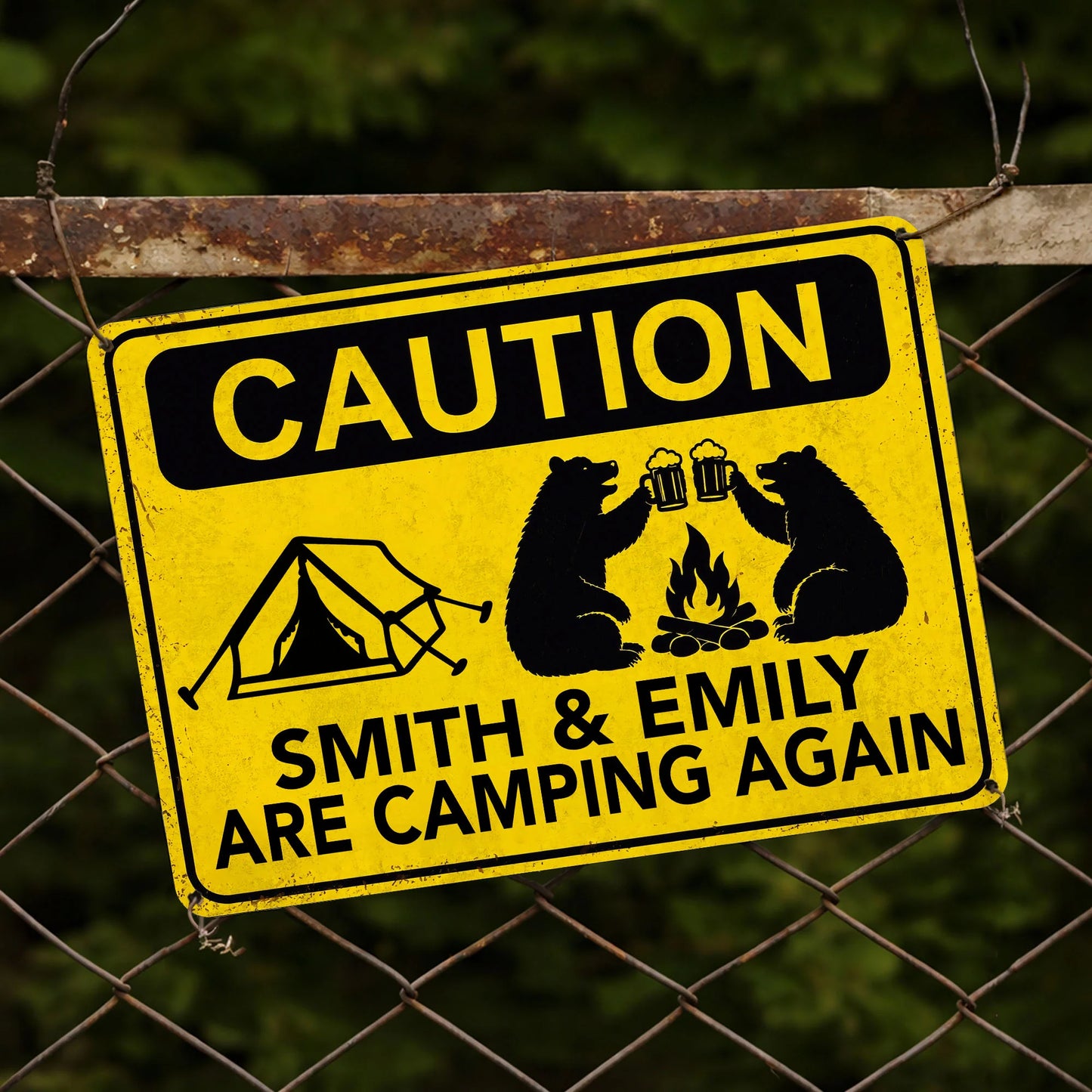 Metal Sign material and size view - Custom Camping Metal Sign