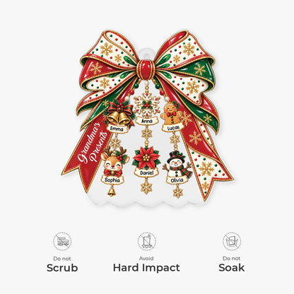 Grandma's Presents Personalized Acrylic Ornament - Custom Christmas Bow Family Gift