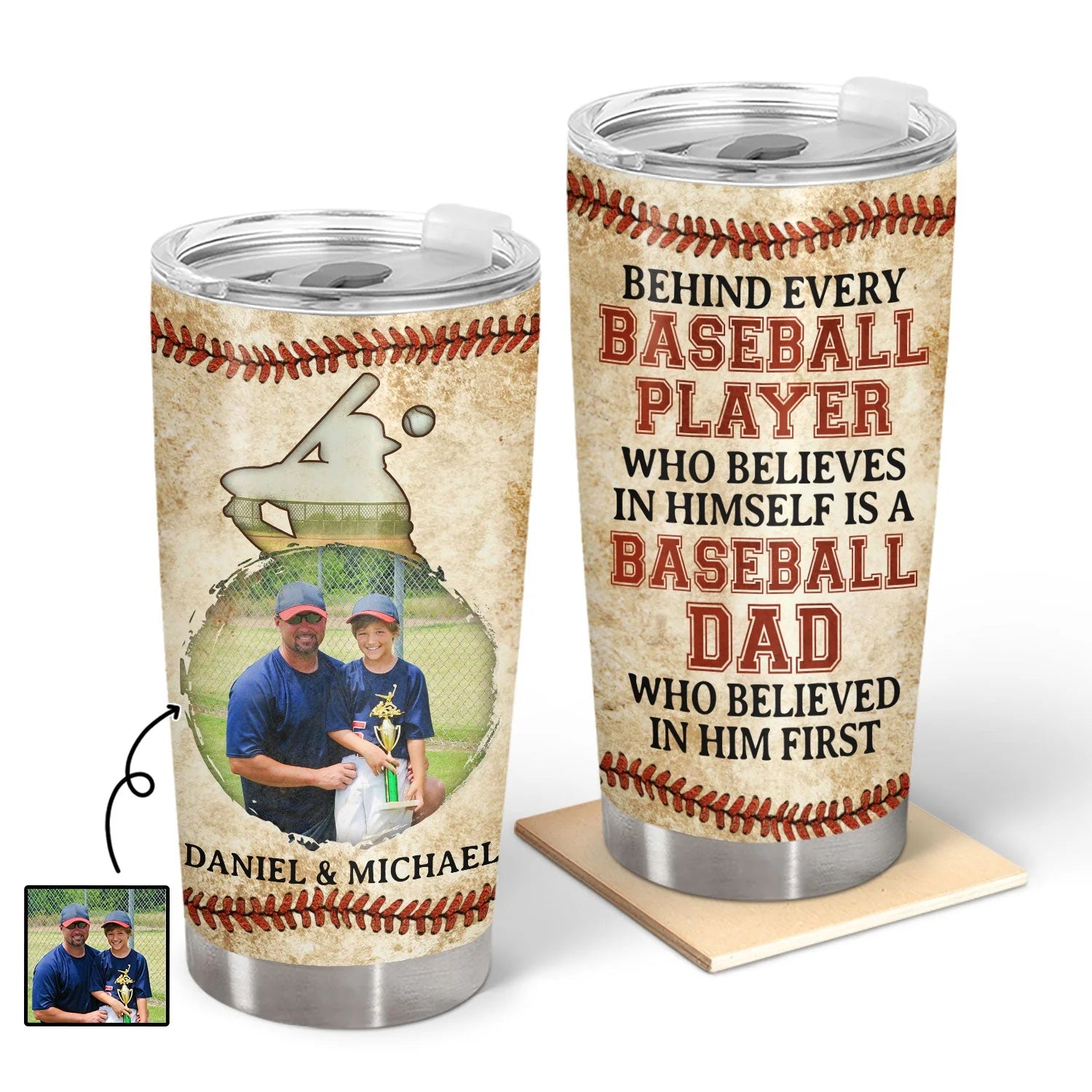 Custom Sport Dad Tumbler for Dad with personalized design details for meaningful gifting