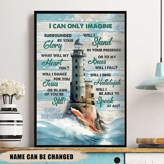 Custom Lighthouse Scripture Canvas for Family with personalized design details for meaningful gifting