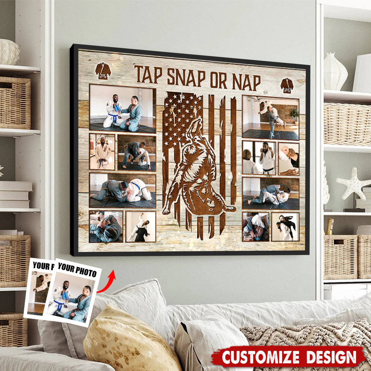 Canvas / Poster material and size view - Personalized Jiu Jitsu Photo Canvas Print