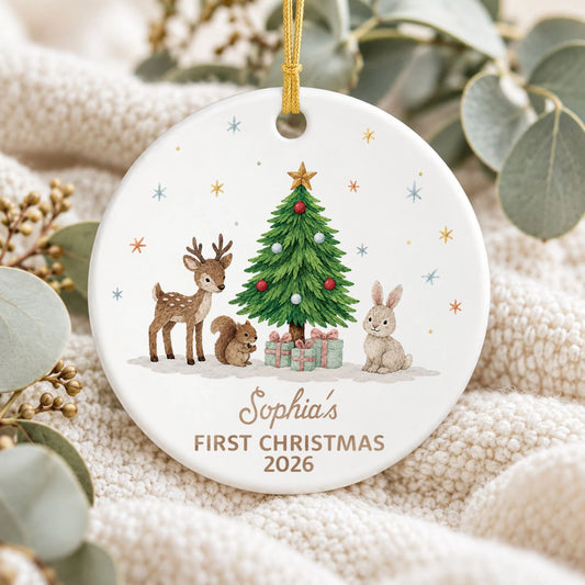 "Baby's First Christmas" Personalized Ceramic Ornament - Keepsake Gift for Newborn