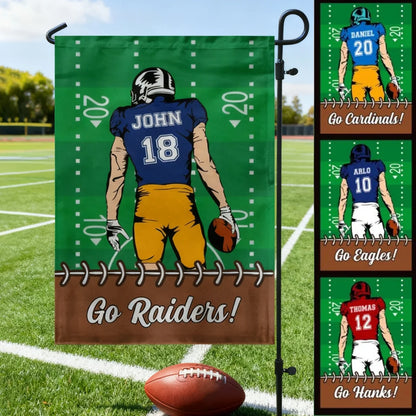 Game Day Custom Football Garden Flag - Personalized Player Name & Number Yard Sign