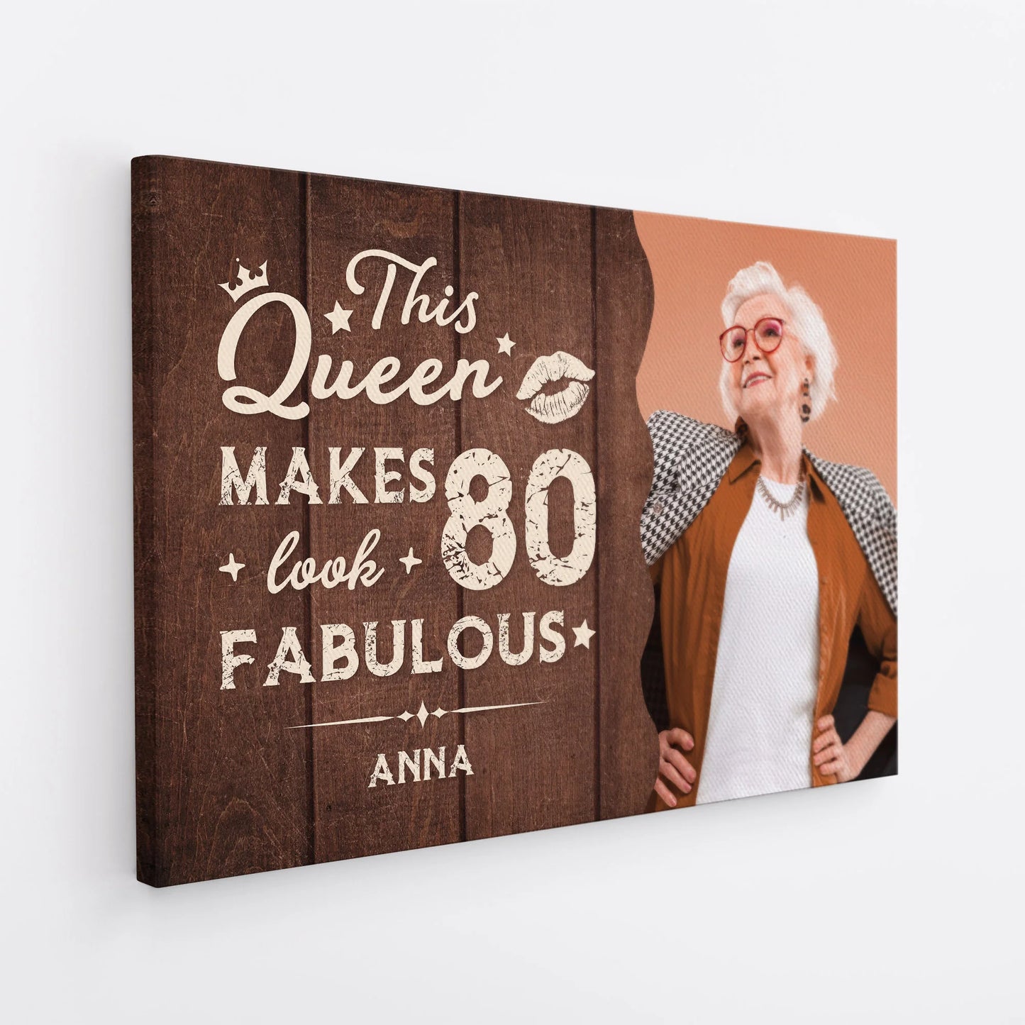 This Queen Makes 90 Look Fabulous - Personalized Milestone Birthday Canvas / Poster Wall Art