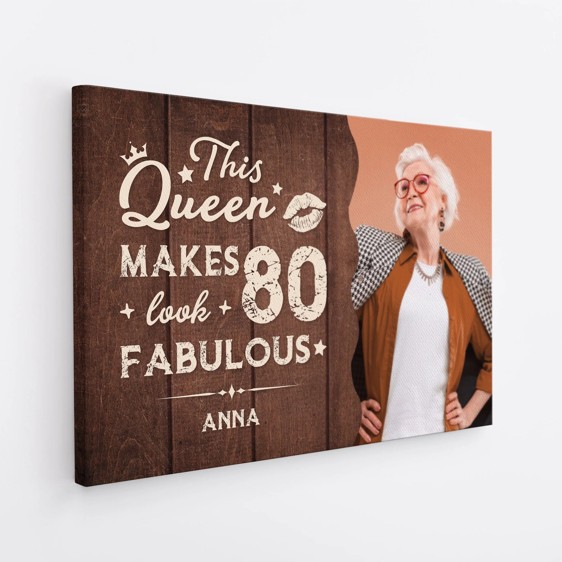 This Queen Makes 90 Look Fabulous - Personalized Milestone Birthday Canvas / Poster Wall Art