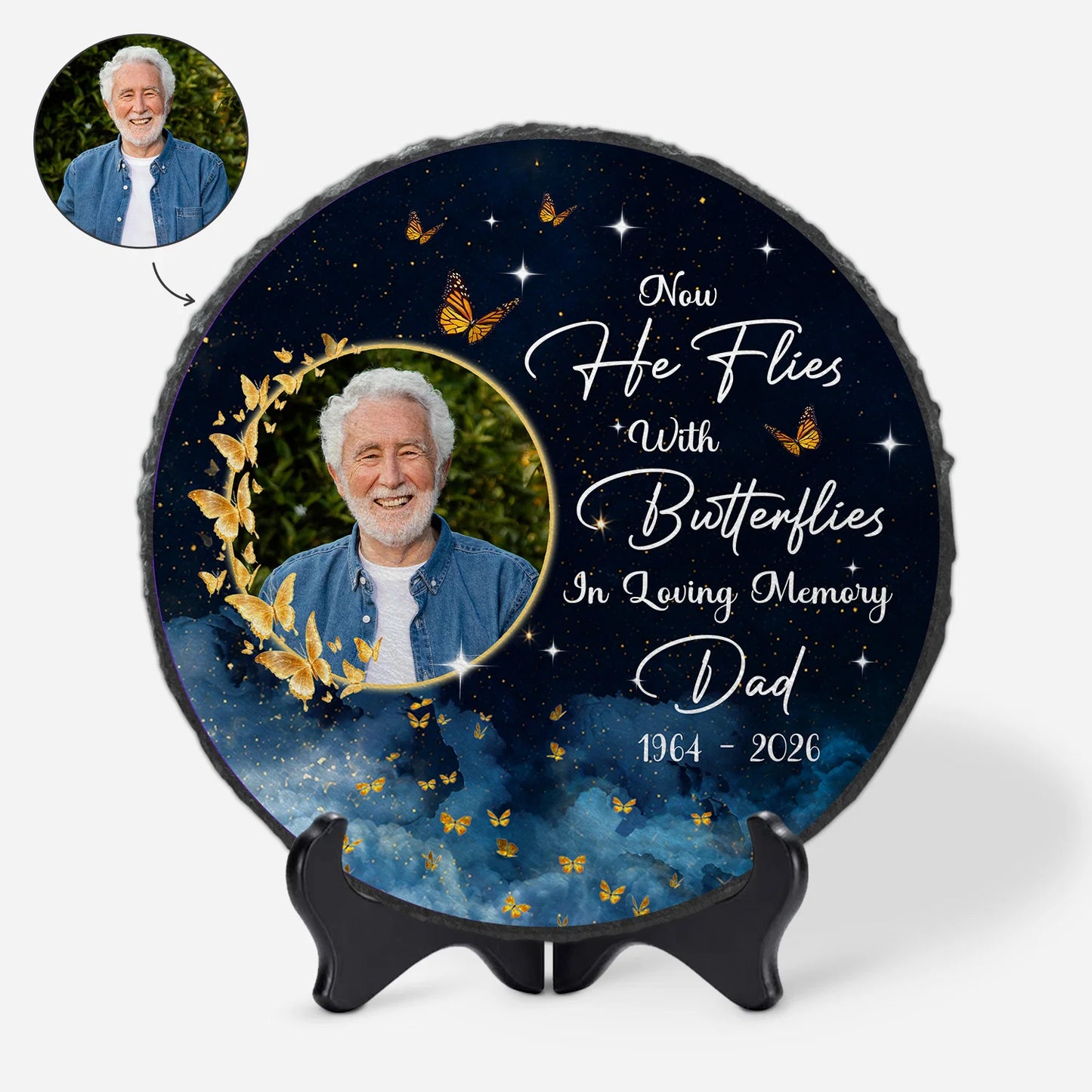 "Now She Flies With Butterflies" Photo Memorial Garden Stones - Personalized Remembrance Gifts
