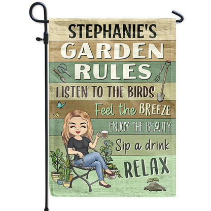 Garden Rules Feel The Breeze Custom Garden Flag - Personalized Outdoor Decor Gift for Plant Lovers