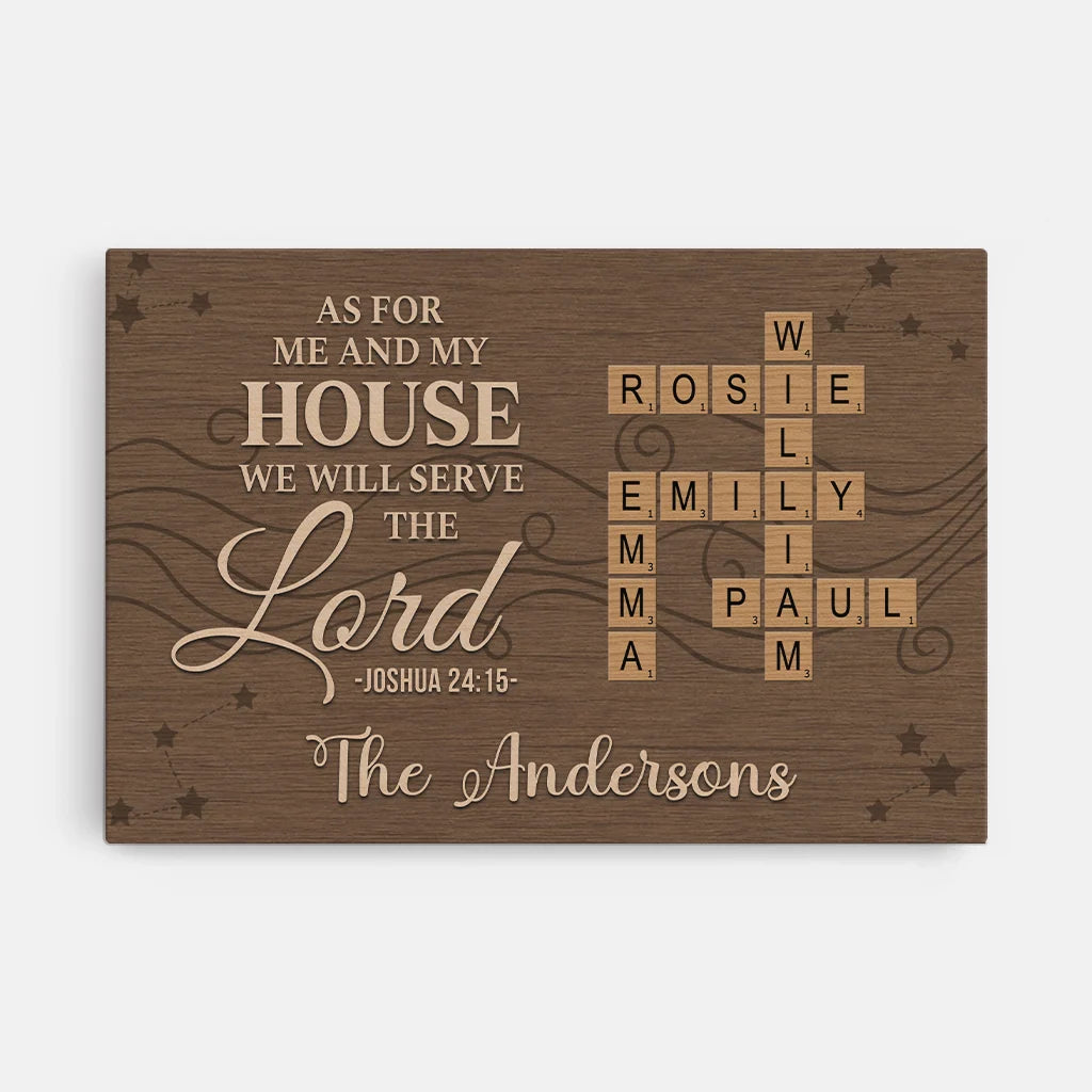 "As for Me and My House" Personalized Crossword Canvas / Poster - Custom Wall Art Gift for Family