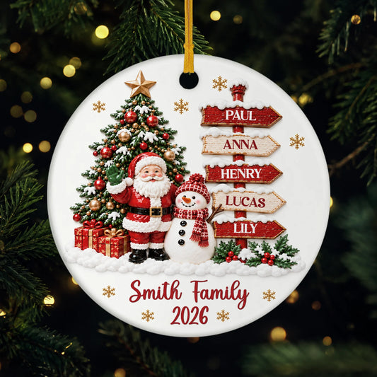 Personalized Family Christmas Ceramic Ornament - Custom Santa Tree Holiday Keepsake