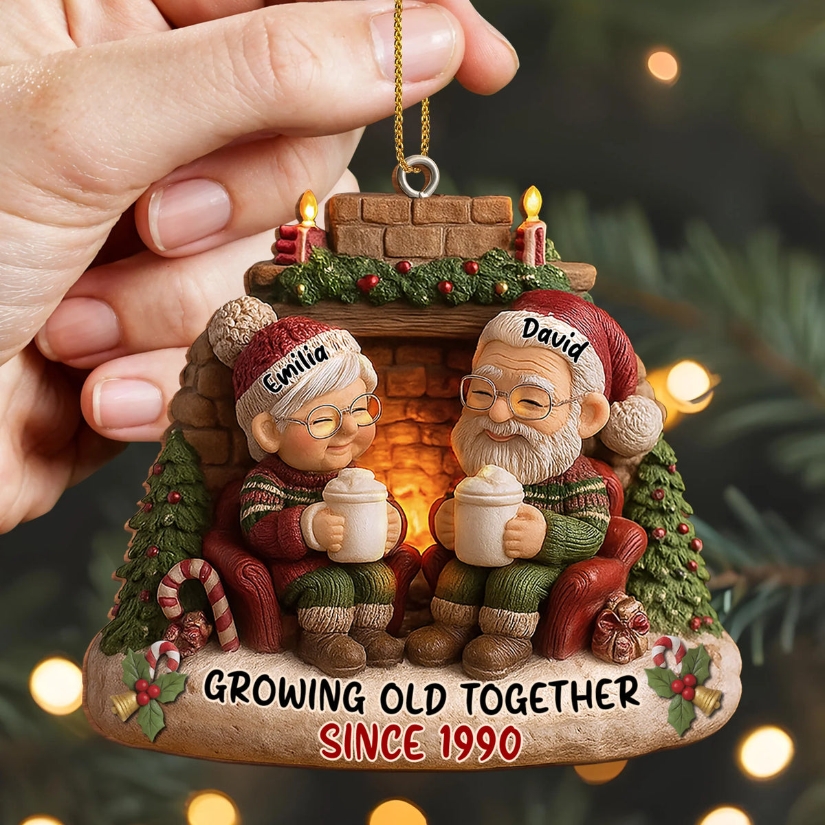 Growing Old Together Personalized Wood Ornament - Couples Christmas Holiday Gift