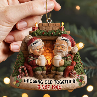 Growing Old Together Personalized Wood Ornament - Couples Christmas Holiday Gift
