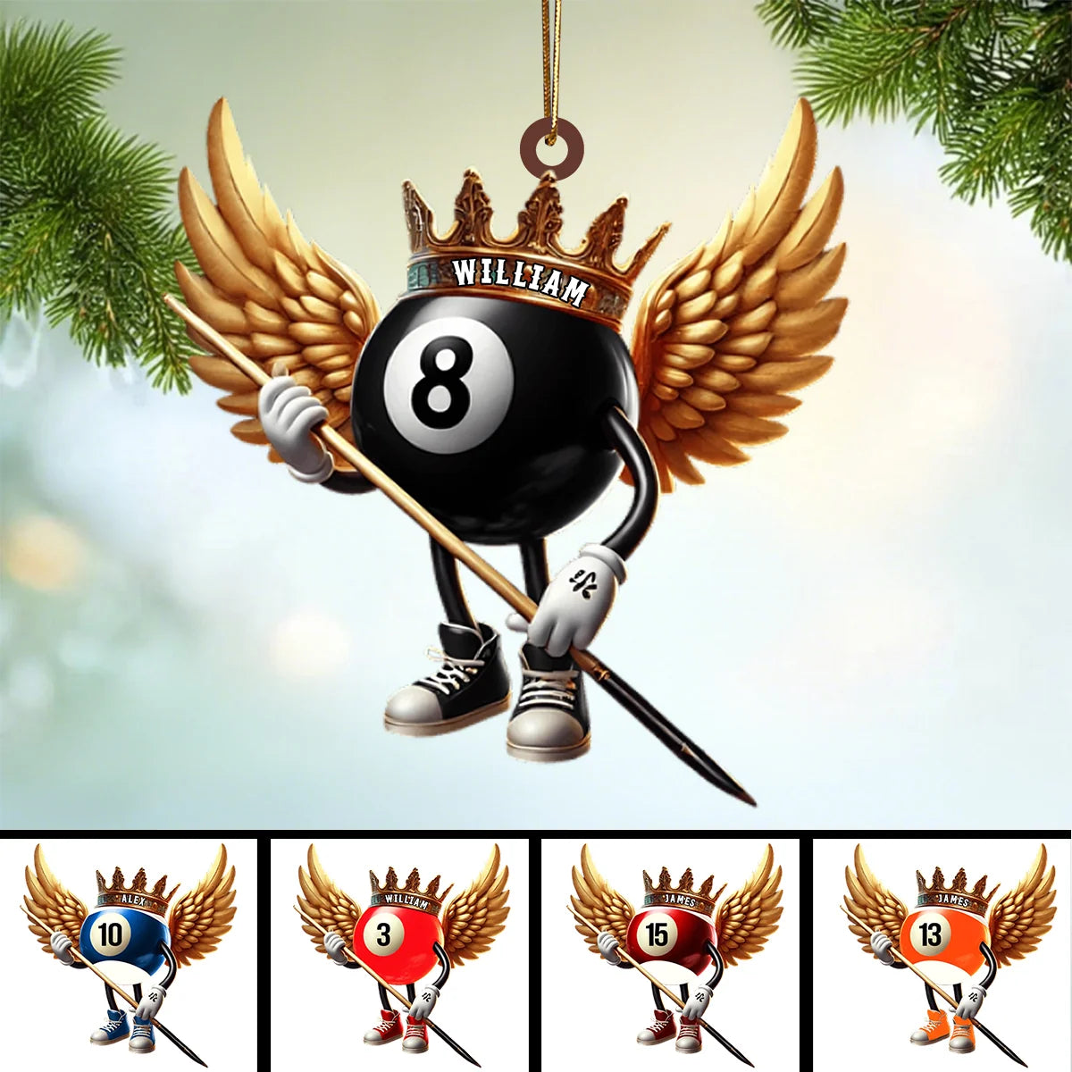 Personalized Billiard Pool Ball Acrylic Ornament - Custom Name Christmas Keepsake Gift for Cue Sports Fans