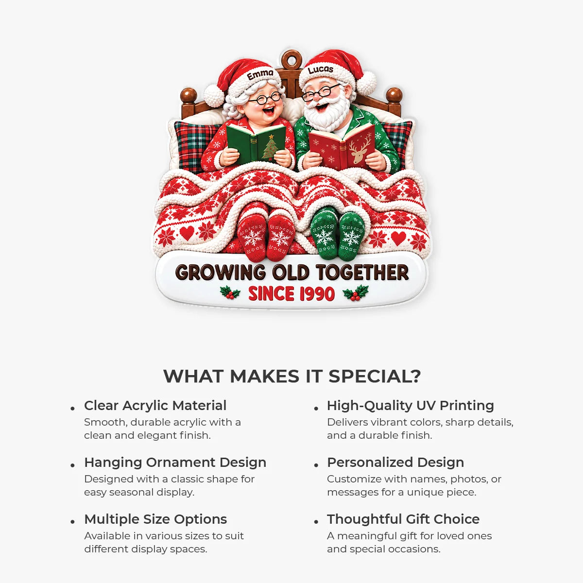 Growing Old Together Personalized Acrylic Ornament for Couples - Custom Christmas Keepsake Gift