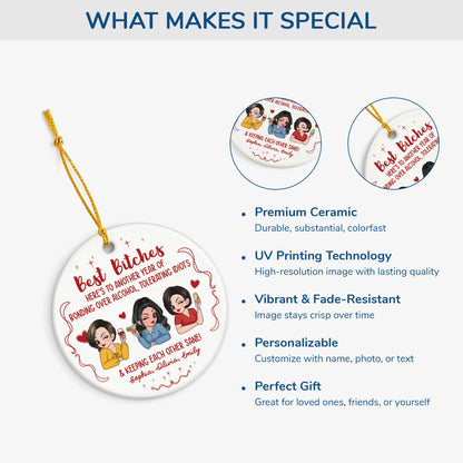 Best Bitches Personalized Ceramic Ornament - Custom Christmas Keepsake Gift for Best Friends