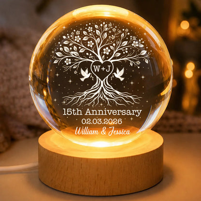 Night Light material and size view - Personalized Anniversary Crystal Ball Night Light