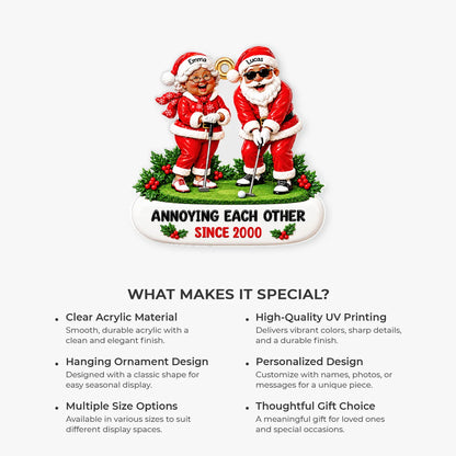 Growing Old Together Personalized Golf Couple Acrylic Ornament - Christmas Gift for Husband Wife