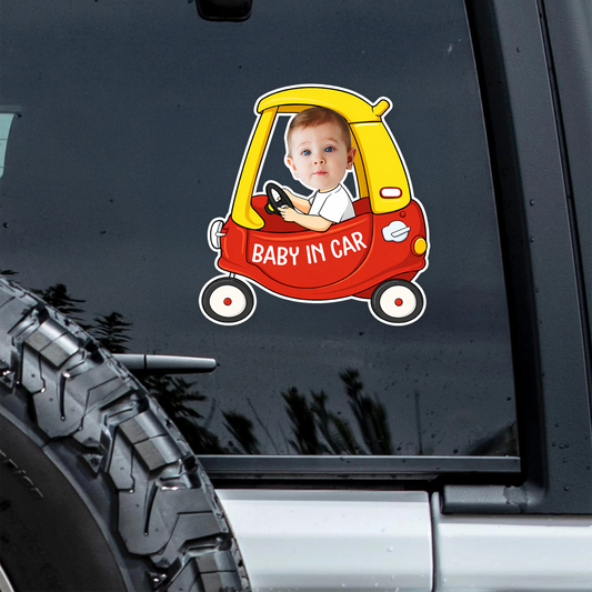 Baby In Car Custom Photo Decal Sticker - Personalized Car Window Keepsake for Parents