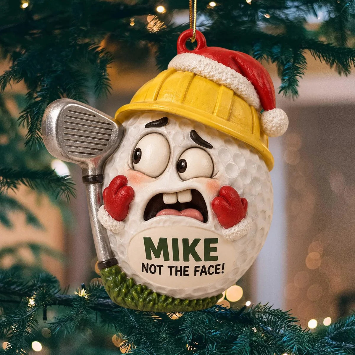 Funny Not the Face Golf Ball Personalized Ornament - Christmas Keepsake for Golf Lovers