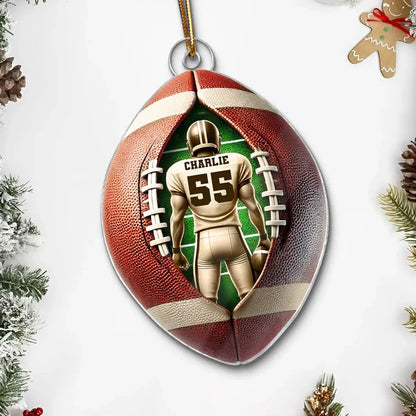 Custom Football Player Acrylic Ornament - Personalized Name and Number Holiday Keepsake for Players and Fans