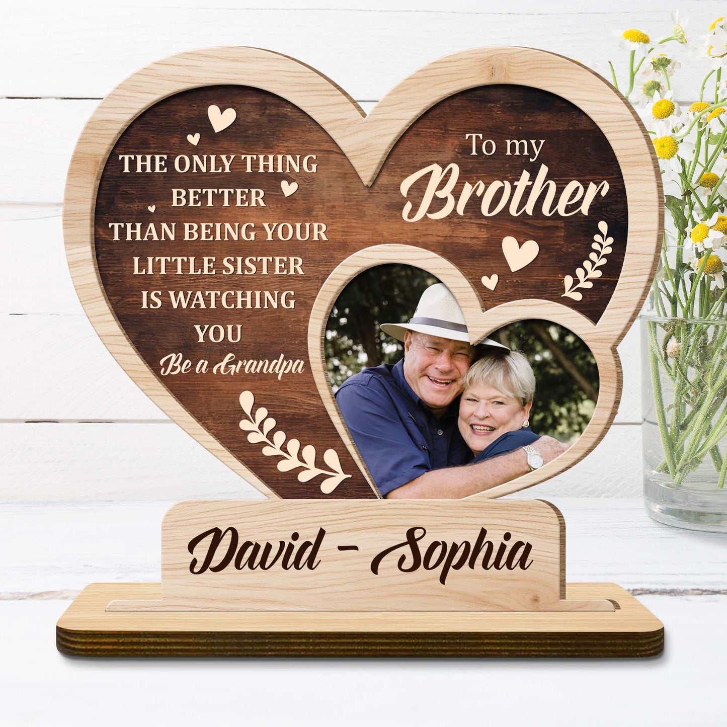 Plaque material and size view - Personalized Wood Plaque For Brother