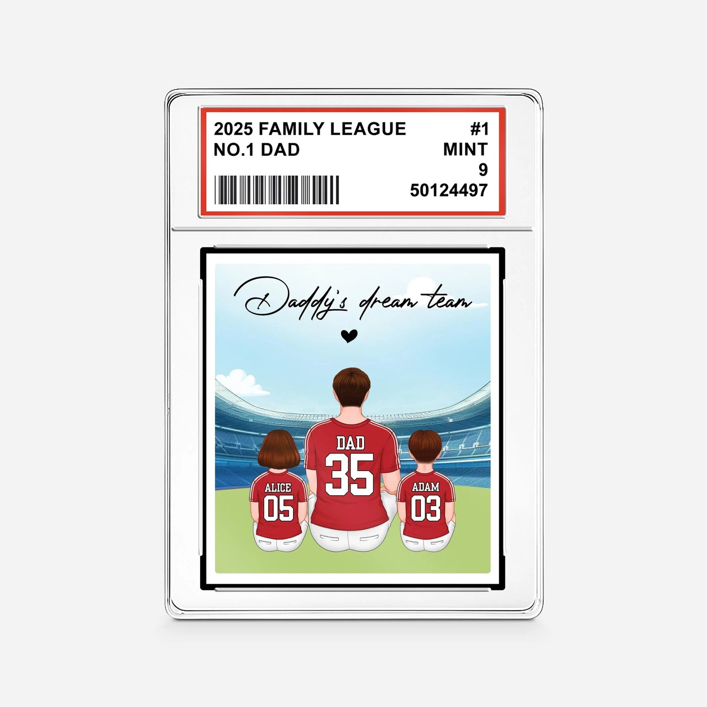 Personalized soccer dad acrylic plaque featuring Daddy's Dream Team custom portrait display