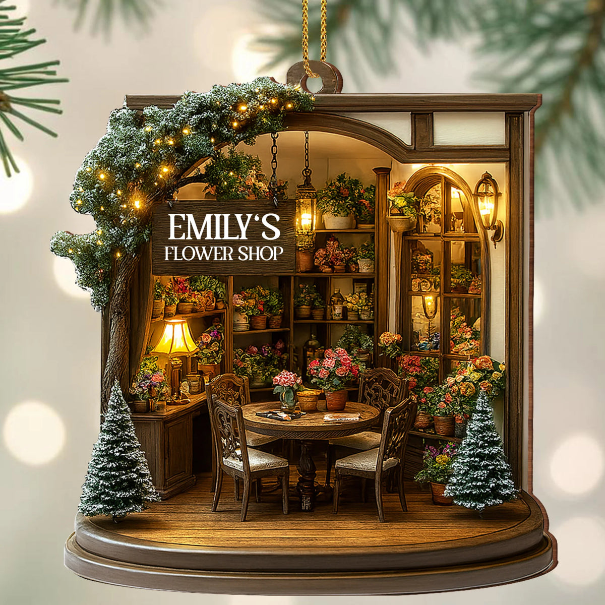 Cozy Christmas Flower Shop Scene