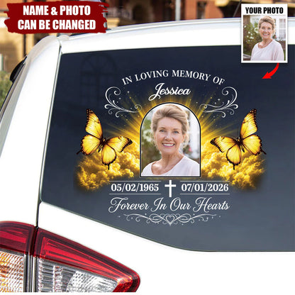 Decal / Sticker material and size view - Personalized Memorial Car Decal