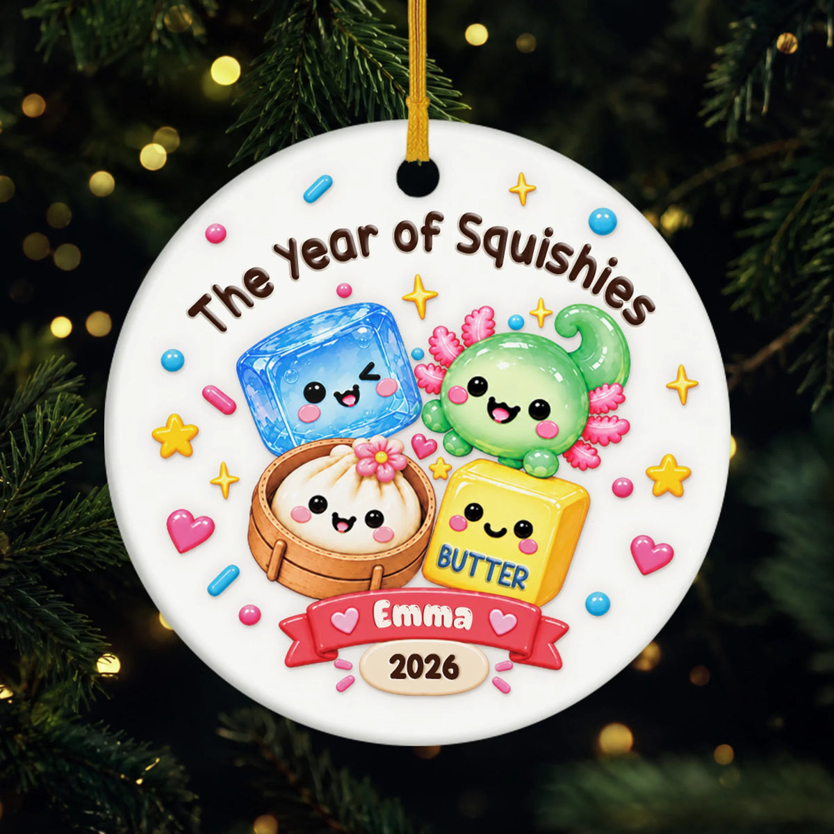 The Year of Squishies Personalized Ceramic Ornament - Kids Christmas Tree Decor
