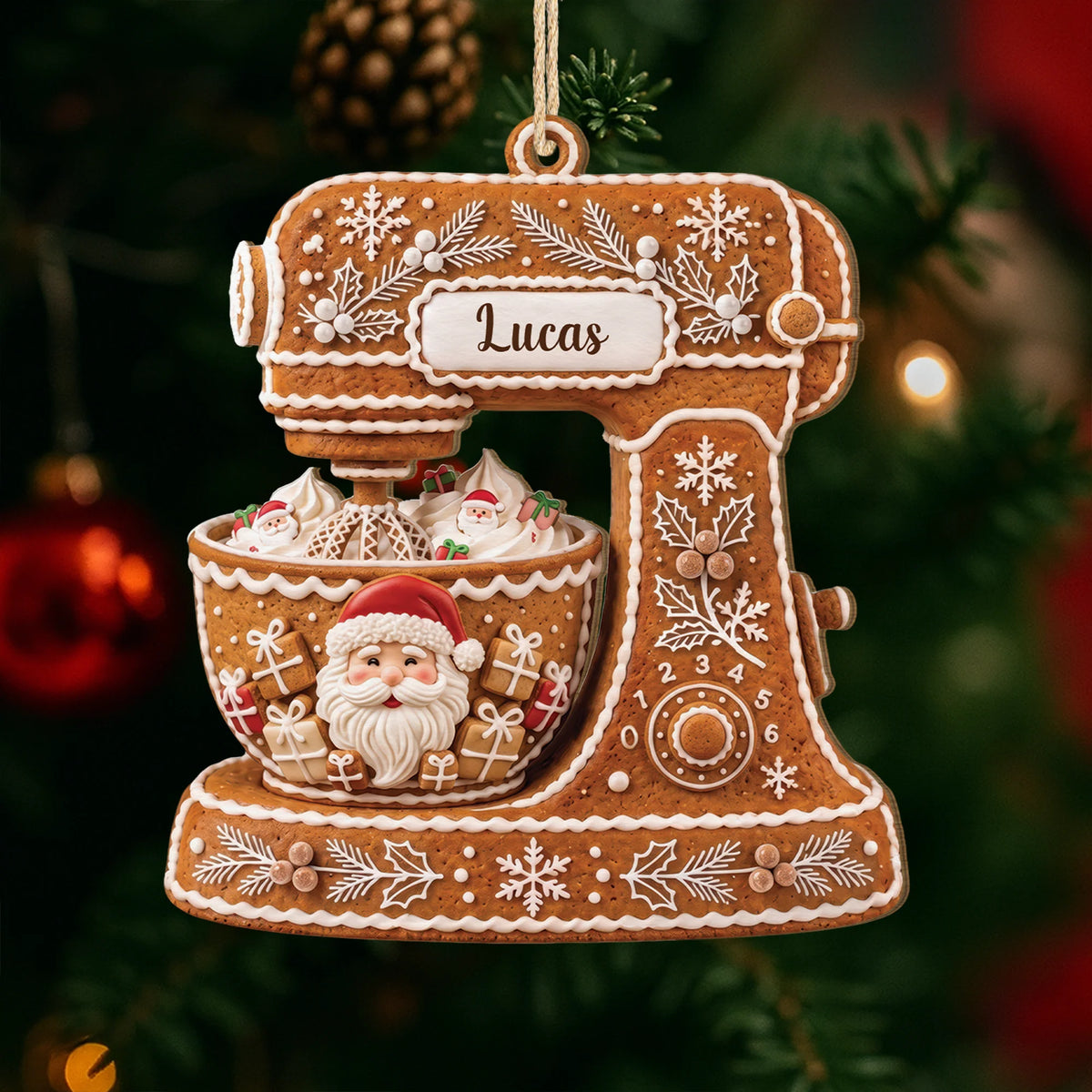 Personalized Gingerbread Baking Mixer Wooden Ornament - Custom Christmas Gift for Bakers