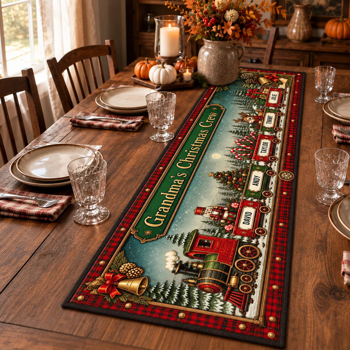 Grandma's Christmas Crew Personalized Runner Rug - Holiday Decor for Family