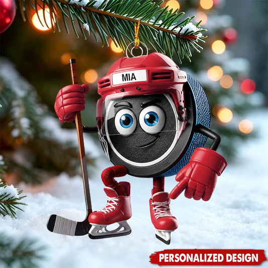 Personalized Ice Hockey Acrylic Ornament - Custom Name Gift for Hockey Players
