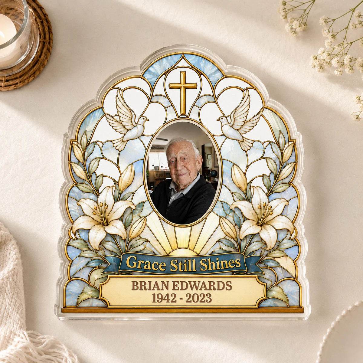 Grace Still Shines Memorial Personalized Acrylic Plaque - Custom Family Bereavement Remembrance Gift