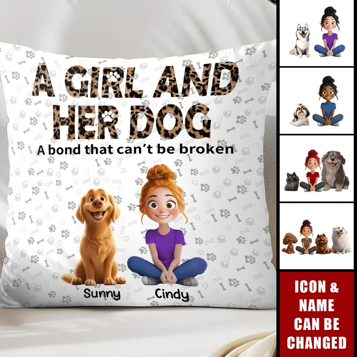 A Girl & Her Dog Unbreakable Bond - Personalized Pillow for Dog Lovers Gift