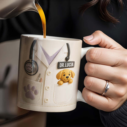 Personalized Vet Lab Coat Coffee Mug - Custom Veterinarian Gift for Dog Lovers and Vet Techs