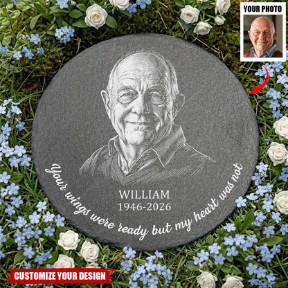 Your Wings Were Ready Personalized Memorial Stone - Custom Photo Gift for Family