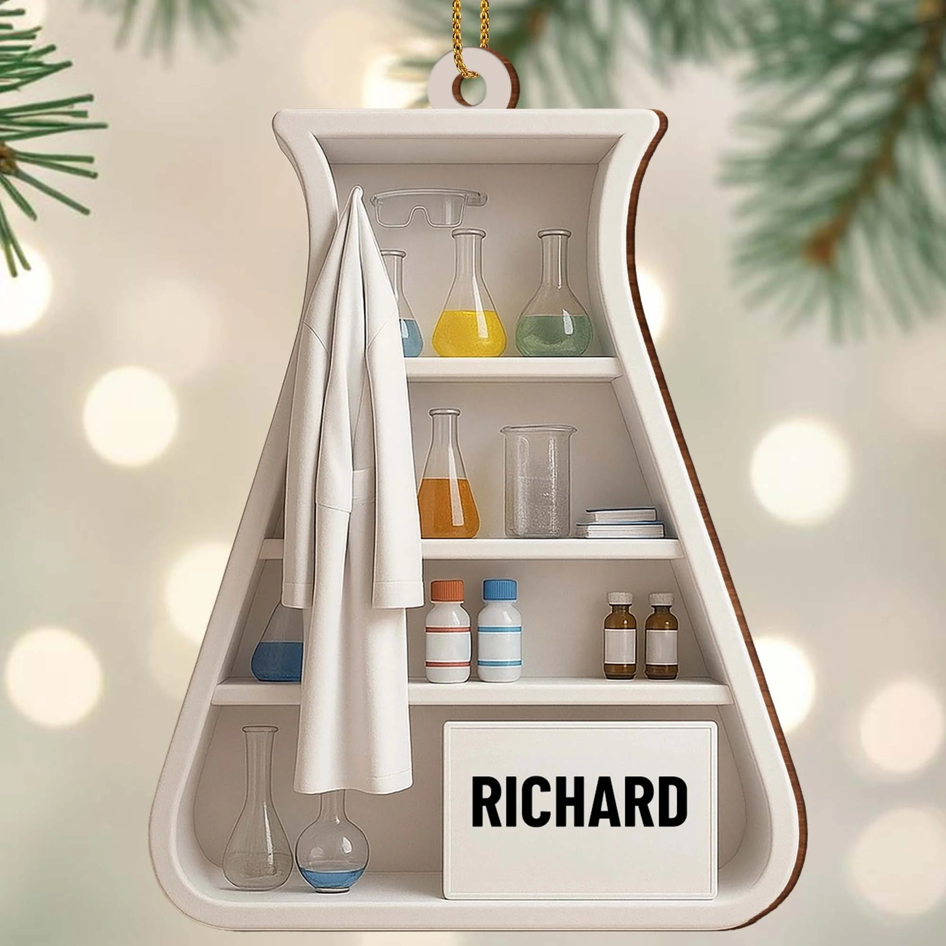 Personalized Laboratory Wood Ornament for Colleagues with personalized design details for meaningful gifting image 6