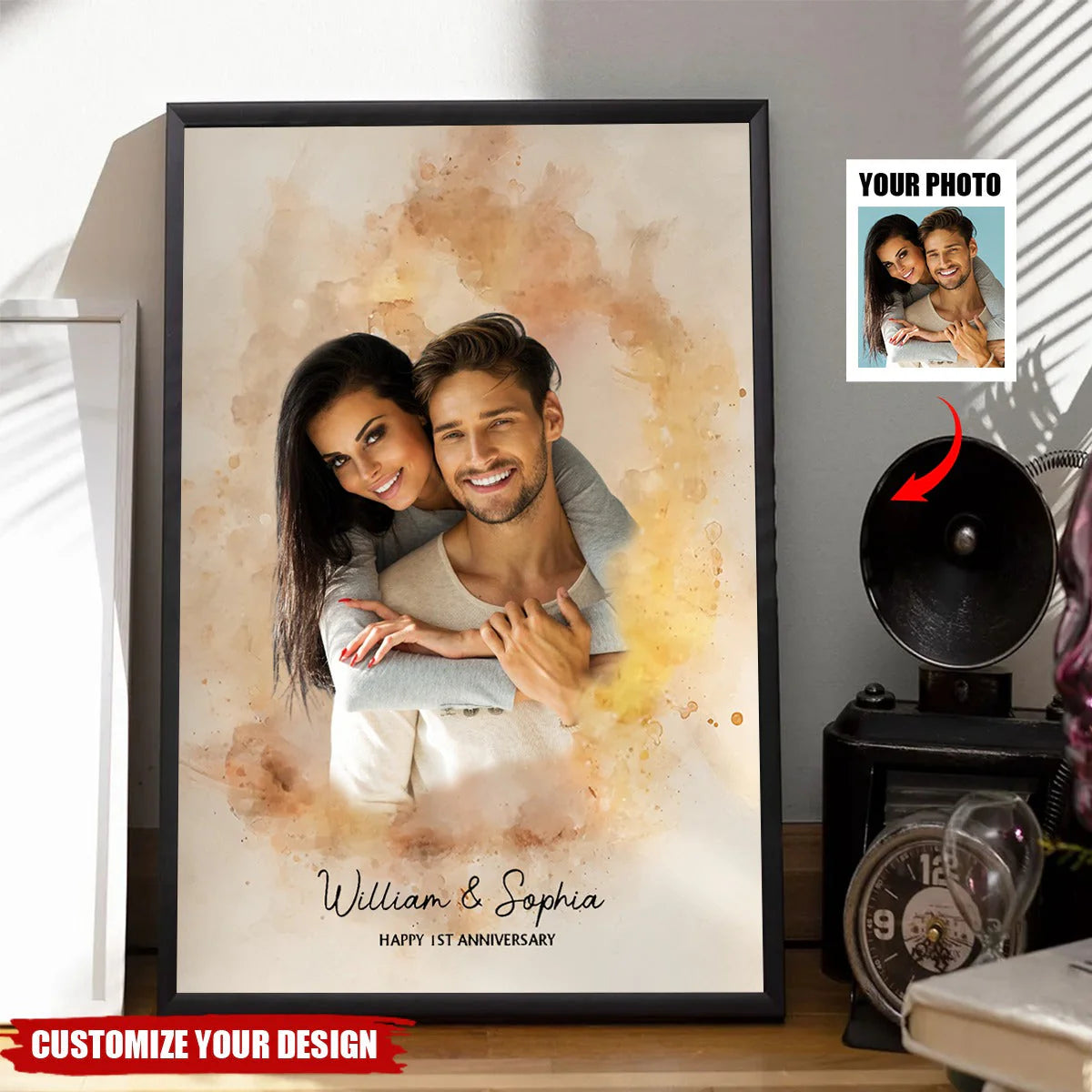 Personalized Couple Photo Canvas personalization view for Wife
