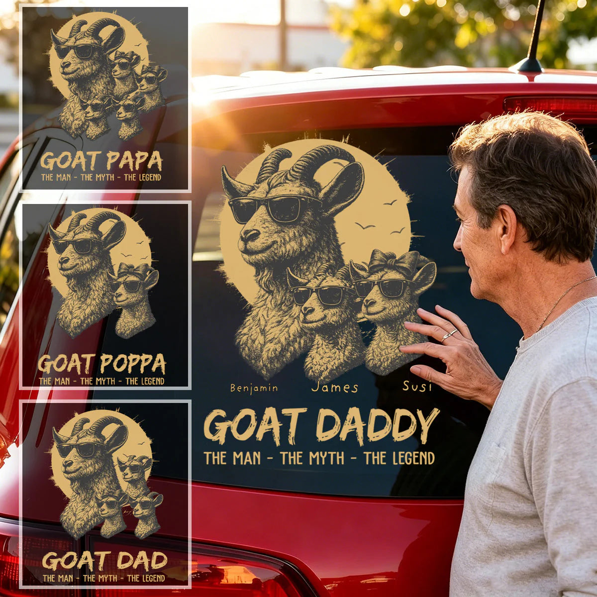 Custom Goat Dad Car Decal personalization view for Dad