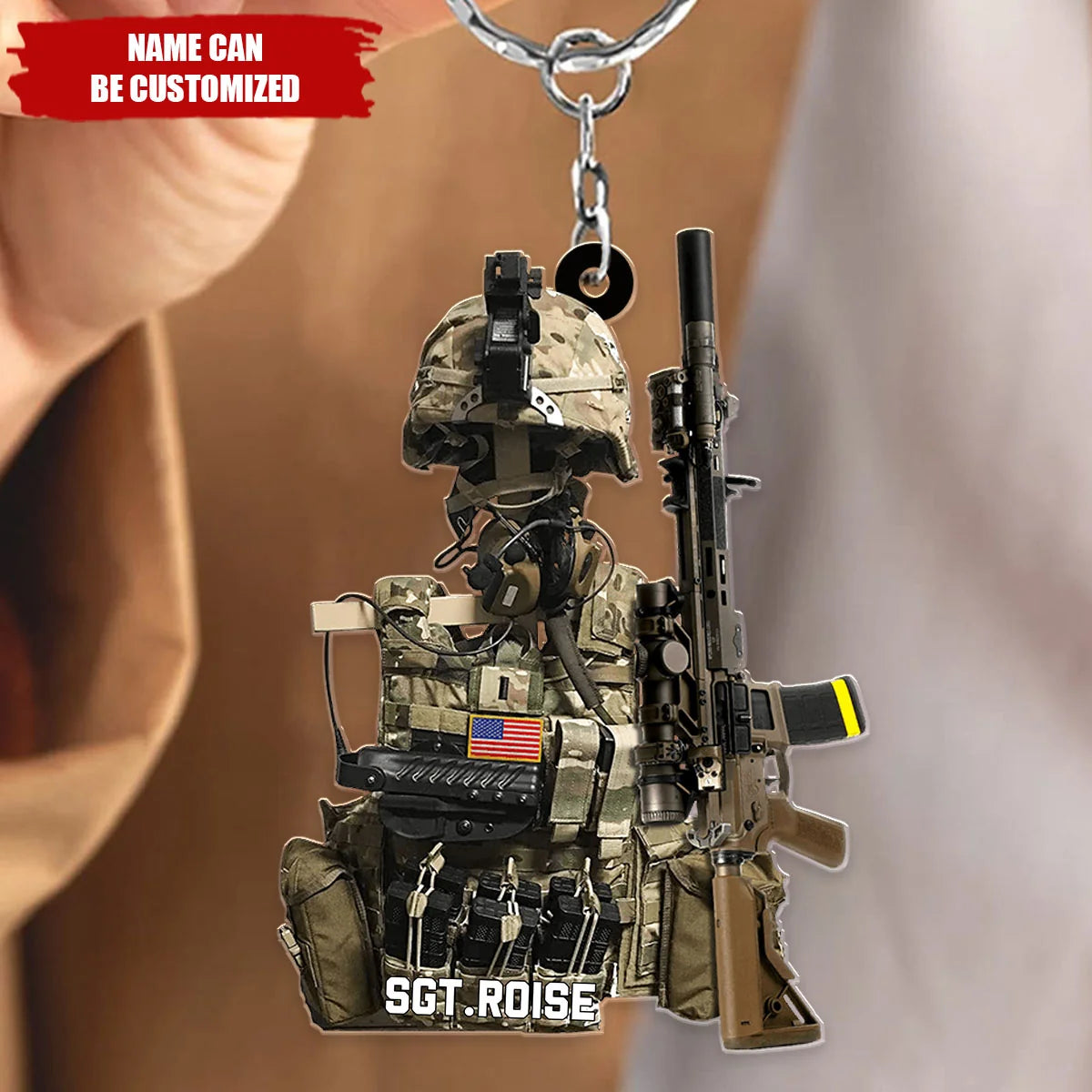 Custom Tactical Gear Acrylic Keychain - Personalized Military Veteran Gift