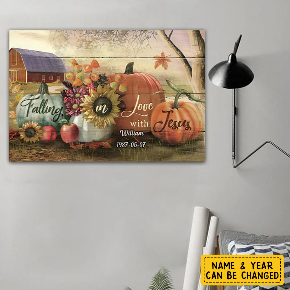 Custom Falling In Love With Jesus Autumn Canvas personalization view for Yourself