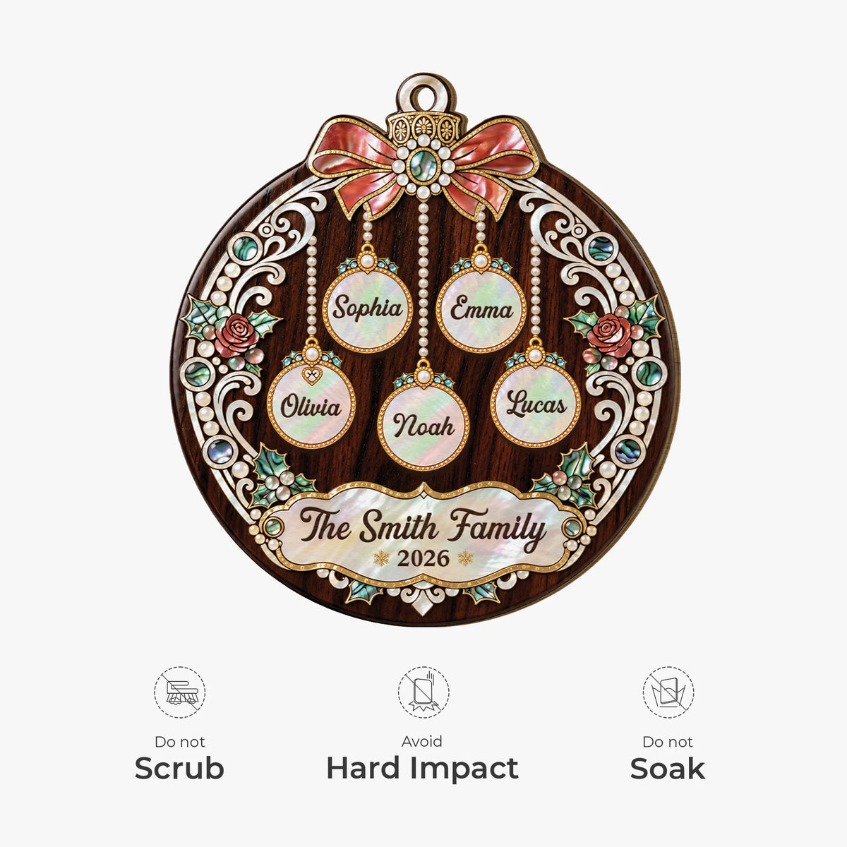 Personalized Family Christmas Wooden Ornament - Custom Baubles Keepsake Gift