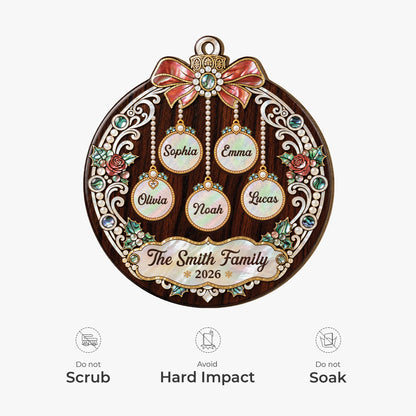 Personalized Family Christmas Wooden Ornament - Custom Baubles Keepsake Gift