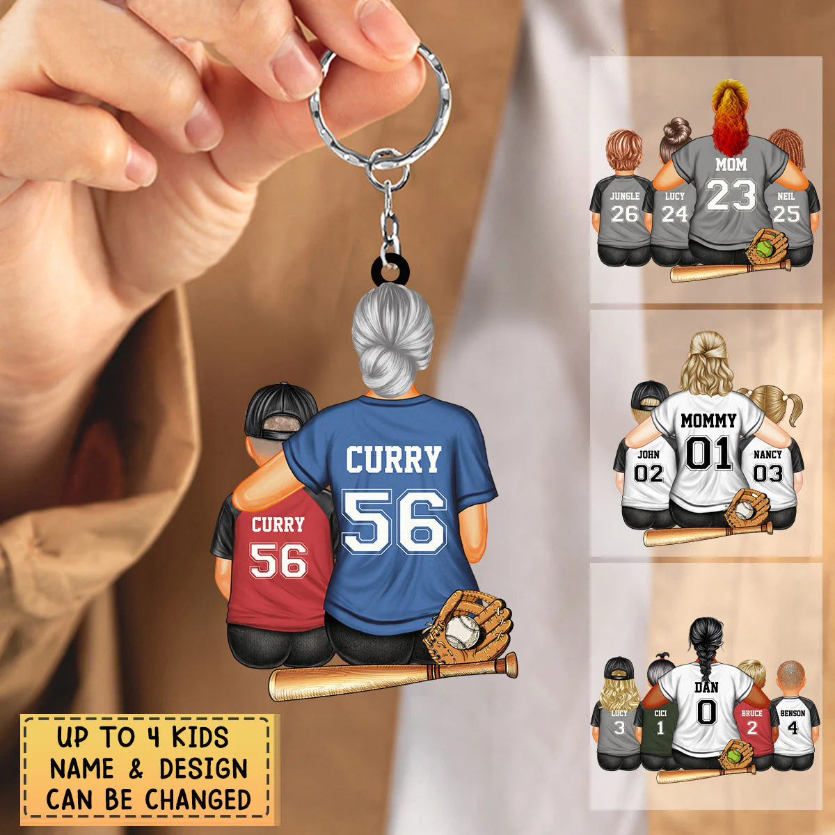 Custom Baseball Mom Keychain personalization view for Mom