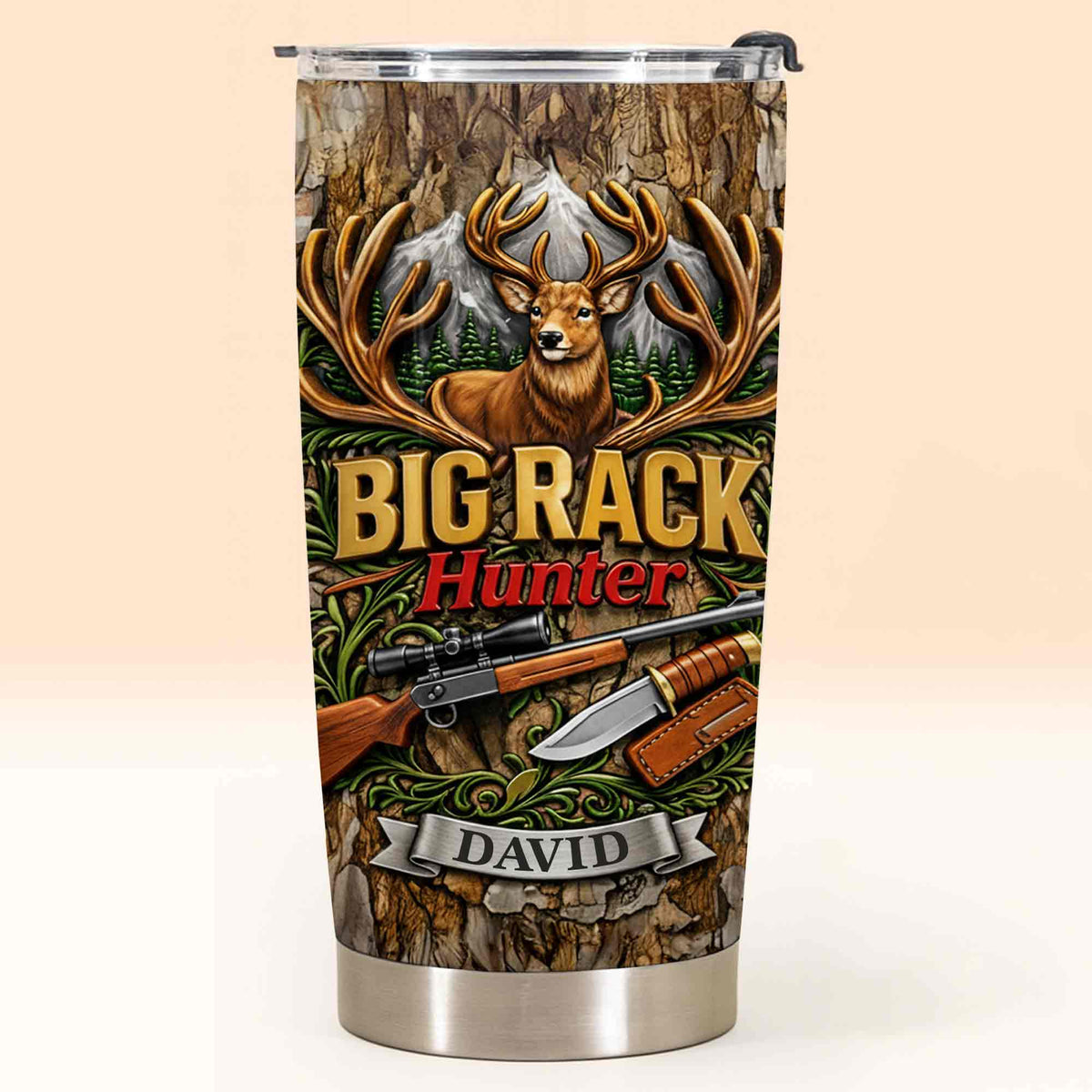 Big Rack Hunter Personalized Deer Hunting Tumbler - Custom Hunting Gift